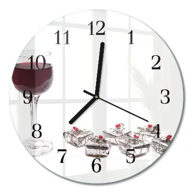 Wanduhr glas rund Ein Glas Wein