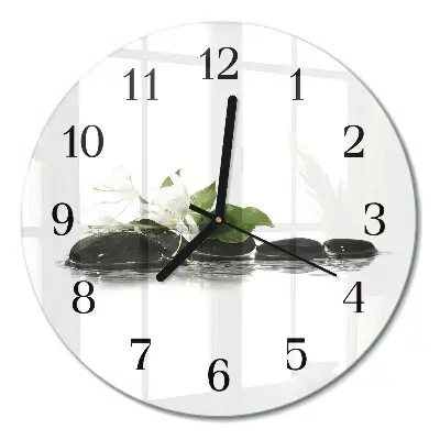 Runde wanduhr aus glas Zen-Steine