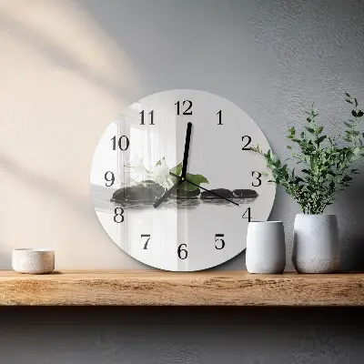 Runde wanduhr aus glas Zen-Steine