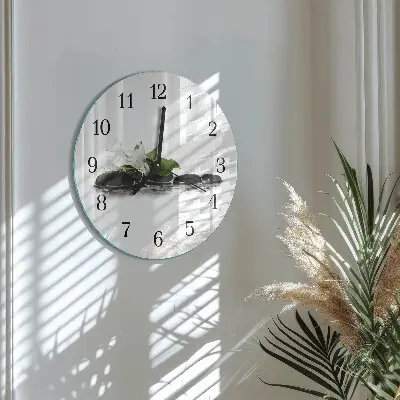 Runde wanduhr aus glas Zen-Steine