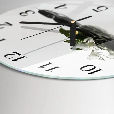 Runde wanduhr aus glas Zen-Steine