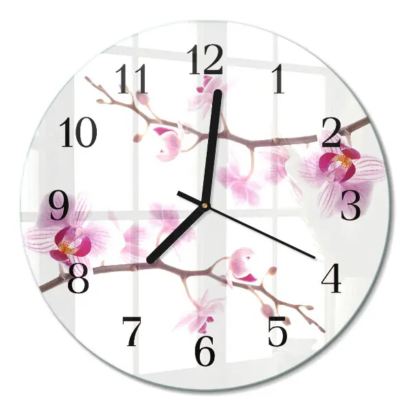 Glas wanduhr mit motiv rund Orchidee