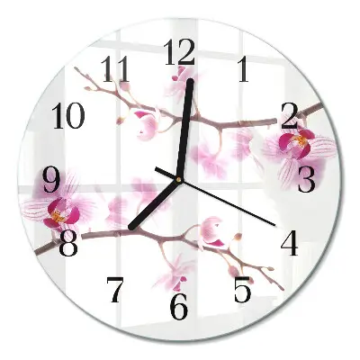 Glas wanduhr mit motiv rund Orchidee
