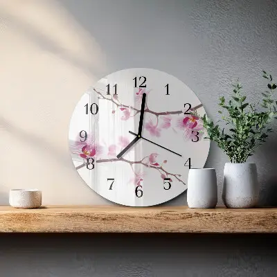 Glas wanduhr mit motiv rund Orchidee