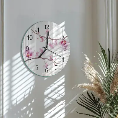 Glas wanduhr mit motiv rund Orchidee