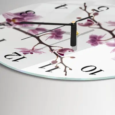 Glas wanduhr mit motiv rund Orchidee