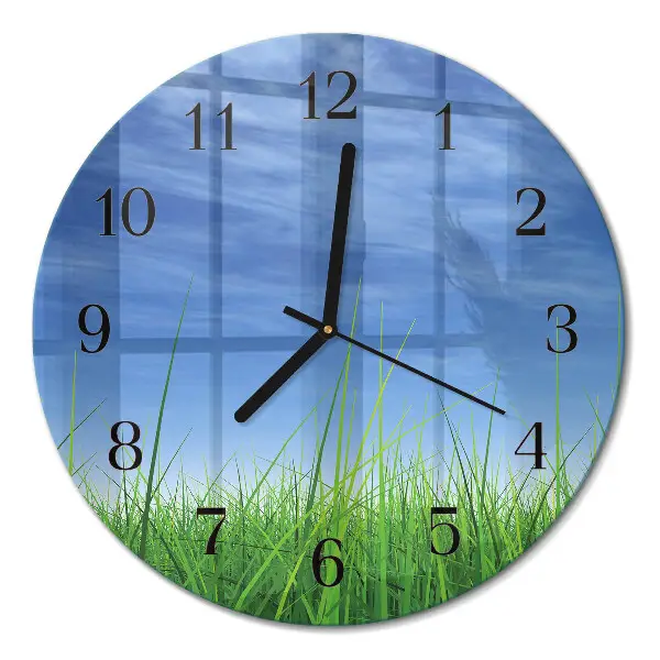 Wanduhr glas rund Gras