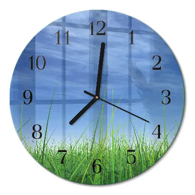Wanduhr glas rund Gras
