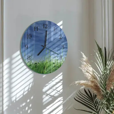 Wanduhr glas rund Gras