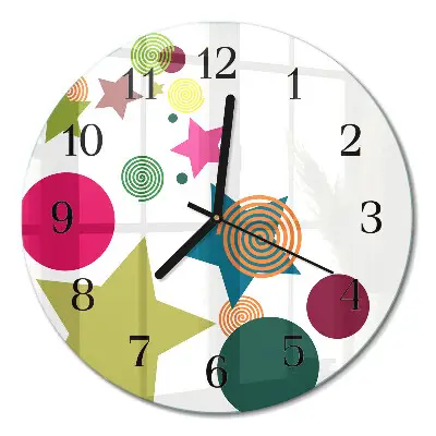 Runde wanduhr aus glas Sterne