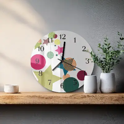 Runde wanduhr aus glas Sterne