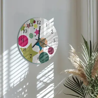 Runde wanduhr aus glas Sterne