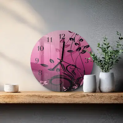 Runde wanduhr aus glas Floristische Kunst