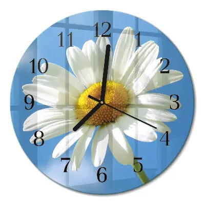 Wanduhr glas rund Blume