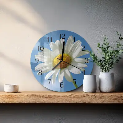 Wanduhr glas rund Blume
