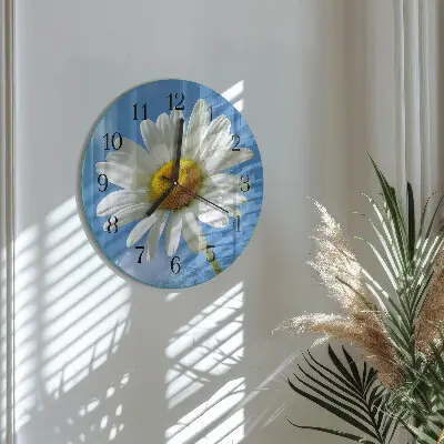 Wanduhr glas rund Blume