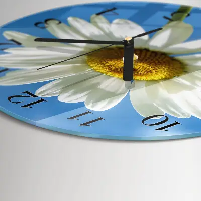 Wanduhr glas rund Blume
