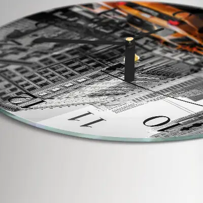 Glas wanduhr mit motiv rund New Yorker Taxi