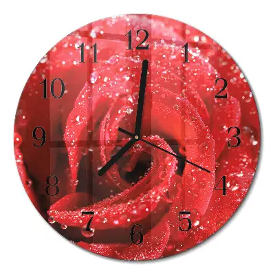 Runde wanduhr aus glas Rose