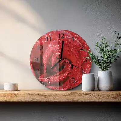 Runde wanduhr aus glas Rose