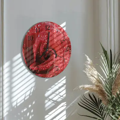 Runde wanduhr aus glas Rose