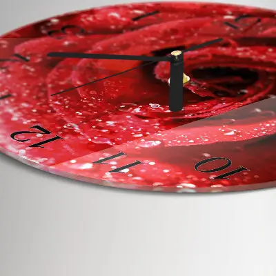 Runde wanduhr aus glas Rose