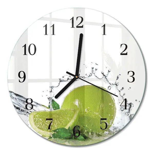 Glas wanduhr mit motiv rund Wasser mit Kalk