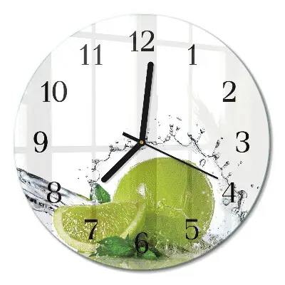 Glas wanduhr mit motiv rund Wasser mit Kalk