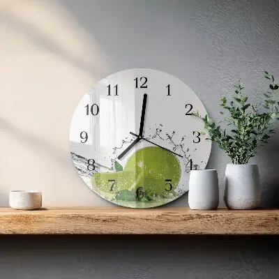 Glas wanduhr mit motiv rund Wasser mit Kalk
