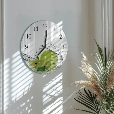 Glas wanduhr mit motiv rund Wasser mit Kalk