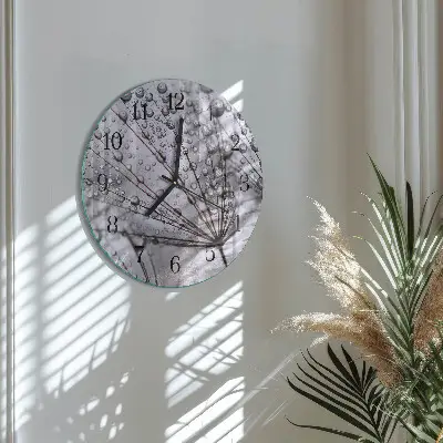 Wanduhr glas rund Löwenzahn