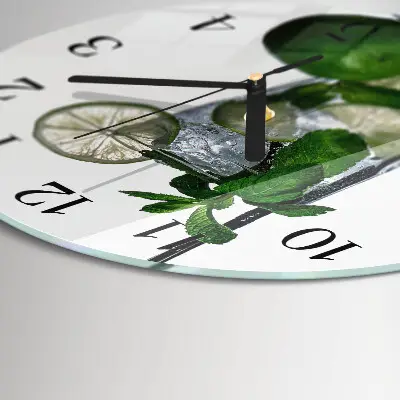 Runde wanduhr aus glas Limette und Minze