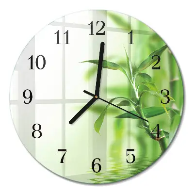 Glas wanduhr mit motiv rund Bambus