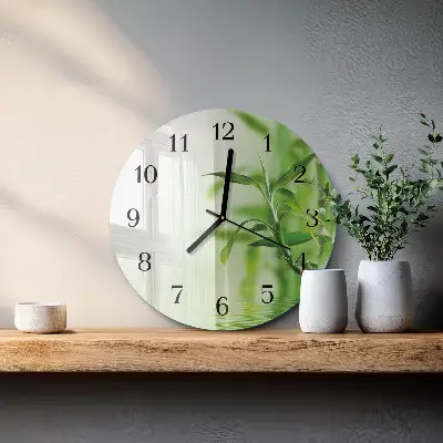 Glas wanduhr mit motiv rund Bambus