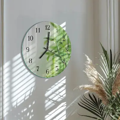 Glas wanduhr mit motiv rund Bambus