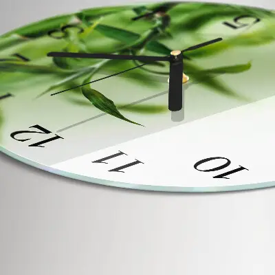 Glas wanduhr mit motiv rund Bambus