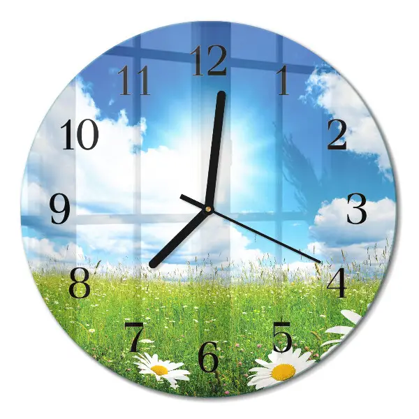 Runde wanduhr Wiesenblumen