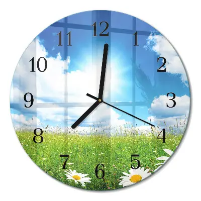 Runde wanduhr Wiesenblumen
