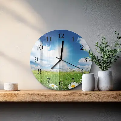 Runde wanduhr Wiesenblumen