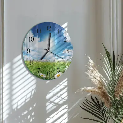 Runde wanduhr Wiesenblumen