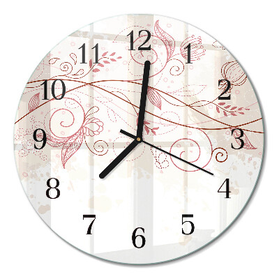 Wanduhr glas rund Floristische Kunst