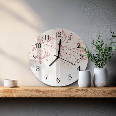 Wanduhr glas rund Floristische Kunst