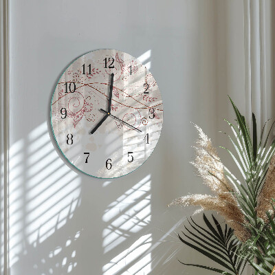 Wanduhr glas rund Floristische Kunst
