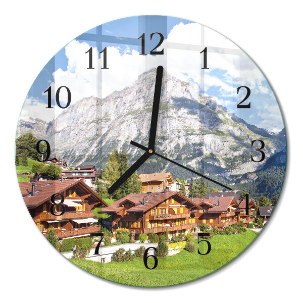Runde wanduhr aus glas Gebirge