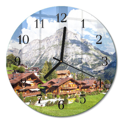 Runde wanduhr aus glas Gebirge