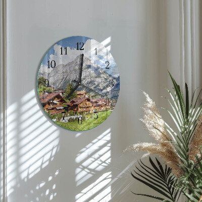 Runde wanduhr aus glas Gebirge