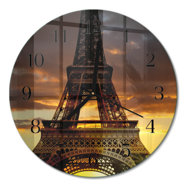Glas wanduhr mit motiv rund Eiffelturm Paris