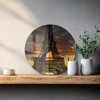 Glas wanduhr mit motiv rund Eiffelturm Paris