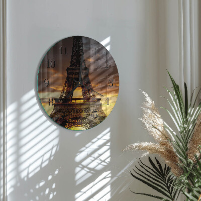 Glas wanduhr mit motiv rund Eiffelturm Paris