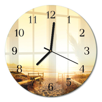 Glas wanduhr mit motiv rund Strandweg